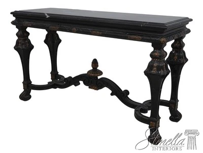 L69062: MARGE CARSON Black Marble Top Continental Console Table	 - Image 1 of 4