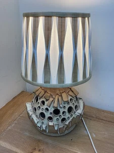 Vintage Large Shelf Pottery Halifax Brutalist Table Lamp 70's with shade WA2 - Picture 1 of 15