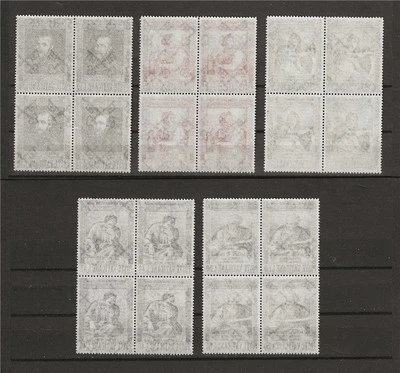 Vatican 1964 Sc# 387-91 set offsets on back Michelangelo 2 scans blocks 4 MNH - Image 1 of 2
