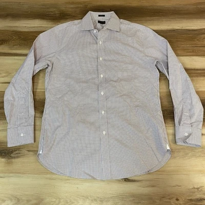 Camisa de vestir J Crew Ludlow calce clásico de guinga para hombre 15 1/2 33 blanco borgoña Foto 1 de 4