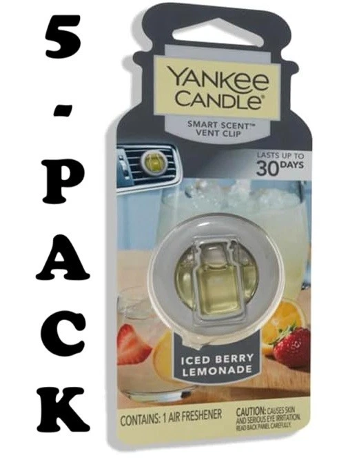 Set Of 5 Yankee Candle Iced Berry Lemonade Smart Car Vent Clip Air Freshener - Image 1 of 1