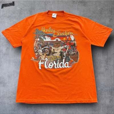 Vtg 90s Harley Davidson Best Way To See Florida T L Jerzees - Image 1 of 4