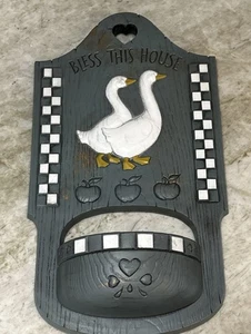VTG Bless This House Geese Goose Wall Pocket Burwood 1988 USA NOS Cottage - Picture 1 of 9