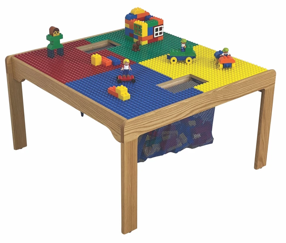 FunTable-Compatible DUPLO block w/Storage AGE 1-5 ALL WOOD-32"x32"-MADE IN USA - Image 1 of 4