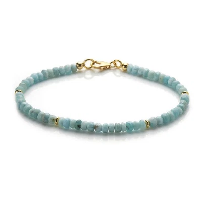 Larimar Armband - Atlantisstein Armband - 925 Silber vergoldet - Armkette Z597 - Bild 1 von 4