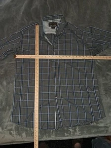 Ariat Pro Series Grey Blue Plad Button Down Long Sleeve Shirt Mens Large - Picture 1 of 4