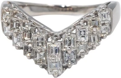 Platinum 1.0CT Baguette  Cut Diamond Cluster Ring Size 6.75 - Image 1 of 4