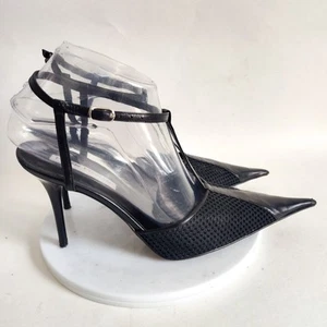 Y2K 90er Helen Marlen schwarz Ledersohle spitz zulaufend Mesh Stiletto Heels 37,5 6,5 - Bild 1 von 12