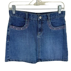 Oshkosh B'gosh Medium Wash 100% Cotton Denim Skirt Embroidered Girl's Size 14 - Picture 1 of 8