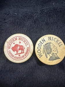 2 Wooden Nickels From Croton/Newaygo Michigan Croton Centennial Press’s - Picture 1 of 2