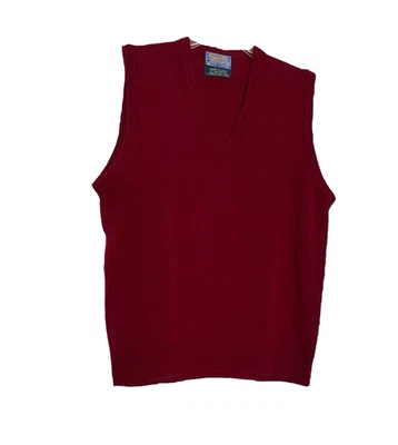 Vintage Pendleton Sweater Vest Mens Red 100% Lambswool Made in USA Size Large - Image 1 of 3