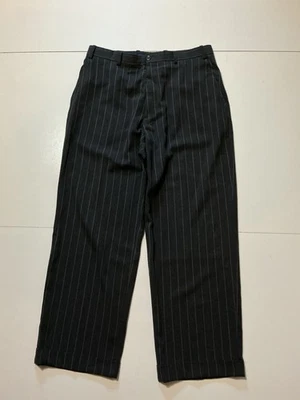 Pantalones de vestir clásicos Armani Collezioni 100 % lana gris a rayas con puños talla 40R Foto 1 de 4