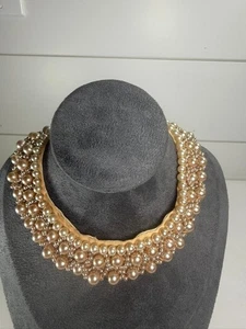 Collar con cuello de perlas desmontable de colección estilo babero con cuentas crema - Imagen 1 de 11