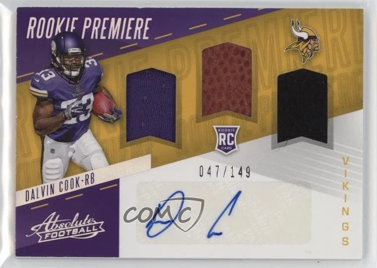 2017 Panini Absolute Premiere Material Autos /149 Dalvin Cook Rookie Auto RC - Image 1 of 2