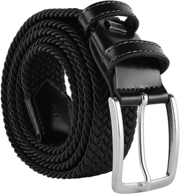 Cintura Elastica Intrecciata Made in Italy, Uomo E Donna, Con Inserti in Vera Pe - Immagine 1 di 4