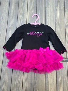Baby Glam Christmas Skirted Creeper Black and Pink size 9 months - Picture 1 of 7