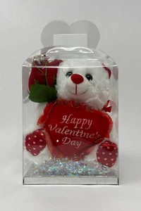 oso de peluche Happy Valentines Day White Bear Polka Dots 5” x 3.5” x 6.5”   - Picture 1 of 4