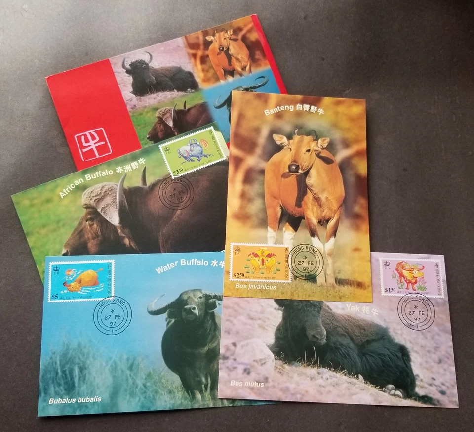 *ENVÍO GRATUITO Hong Kong WWF Año del Buey 1997 Zodiaco Chino Lunar (maxicard) Foto 1 de 4