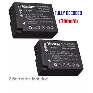 2x Kastar Battery for Panasonic Lumix DMW-BLC12 DMC-FZ200 DMC-FZ300 DMC-FZ1000 - Picture 1 of 3