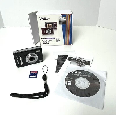 Vivitar ViviCam 7022 Digital Camera 7.1MP Black w/SD Card & Paperwork & Box - Image 1 of 4