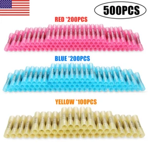 500 Stck. Isolierte Wärmeschrumpf Butt Crimp Spleiß Draht Verbinder Klemmen 22-10AWG - Bild 1 von 10