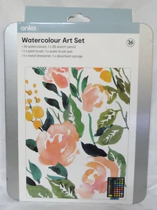 Watercolor Paint Set 36 Colors with sketch pencil, brush, brush pen, sharpener - Picture 1 of 8