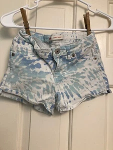 Levi's White & Blue Shorty Short Tie Dye Boho Denim Shorts, Girls Size 10 - Picture 1 of 8
