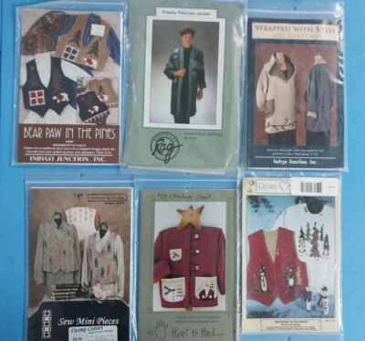 Lot of 6 Fall/Winter Clothes Patterns Vest Shirts Jackets - Image 1 of 4