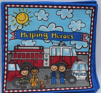 Libro bebé Helping Heroes policía bombero grande tela suave - bien cosido LNC Foto 1 de 4