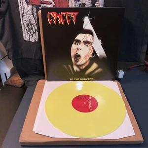 CANCER - "TO THE GORY END" 2022 PEACEVILLE YELLOW TRANSLUCENT VINYL (VILELP957) - Picture 1 of 2