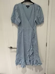 Light Blue Wrap Over Dress Size 12 - Picture 1 of 2