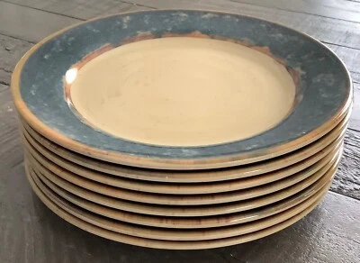 "Juego de 8 platos de ensalada de 8 1/4"" de melamina rústica azul oscuro y bronceada Williams Sonoma" Foto 1 de 3