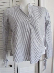RAG & BONE STRIPED COTTON HI-LO LONG SLEEVE OPEN BACK BLOUSE SIZE SMALL - Picture 1 of 5