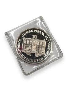 Greenfield IL Sesquicentennial 1834-1984 One Troy Ounce Fine Silver Coin - Picture 1 of 3