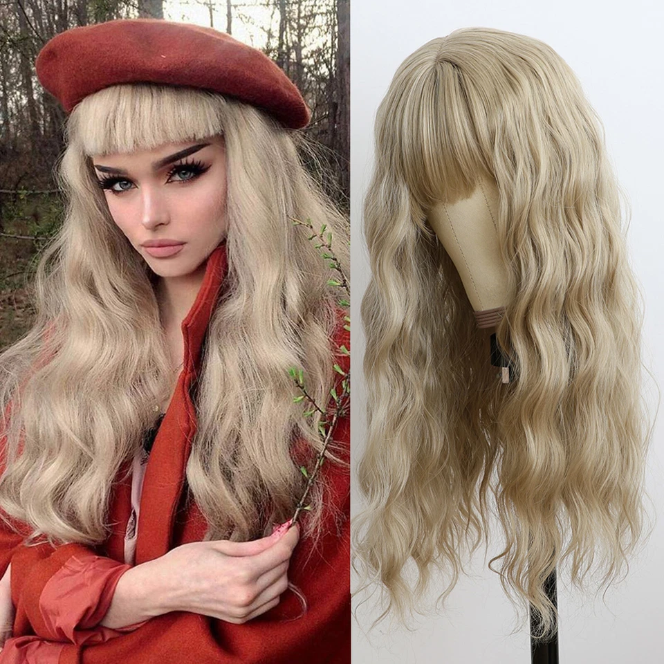 Loose Wavy Synthetic No Lace Wigs #22 Natural Full Bangs Women Cosplay Wig Party - Image 1 of 4
