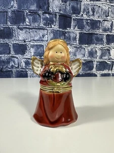 Greenbrier, Angel Limoge Porcelain Trinket Dish, Wearing Red Gown Jewelry Box - Picture 1 of 8