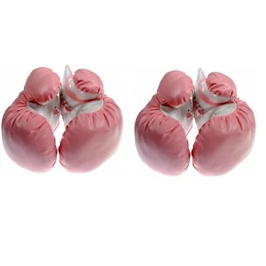 2 Pairs of Triple Threat Lace-Up Style Boxing Gloves - Pink - 16oz - Picture 1 of 4