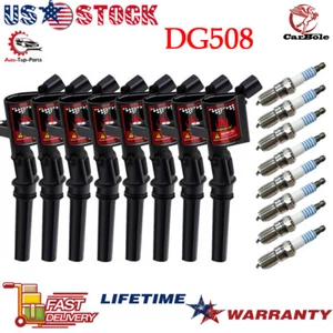 DG508 For Ford F150 F250 Lincoln 4.6L 5.4L 8 Spark Plugs & 8 Pack Ignition Coils - Picture 1 of 17