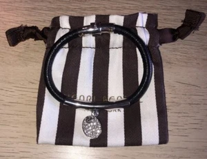 Pulsera de cuero HENRI BENDEL S colgante magnético de diamantes de imitación negros - Imagen 1 de 8