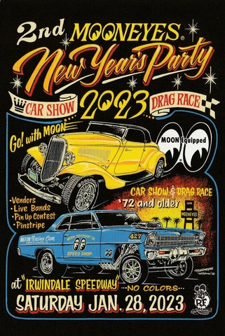 MOONEYES 2023 NEW YEARS PARTY POSTCARD - FREE SHIPPING!! Cover