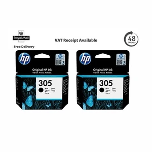 2x HP 305 Black Ink Cartridges for HP Deskjet 2710e 2710 6032 2720 LOT - 3YM61AE - Picture 1 of 1