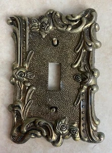 Vintage EDMAR 60T Silver Gold Roses Light Switch Ornate Metal Plate Cover USED - Picture 1 of 2