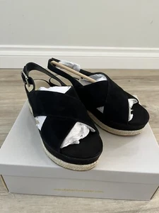 Marc Fisher Women’s Flama Black Suede Criss-Cross Espadrille Sandals US 7 M - Picture 1 of 6