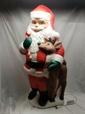 Blow Mold Santa Reindeer In Christmas Yard Decor 1991 Now For