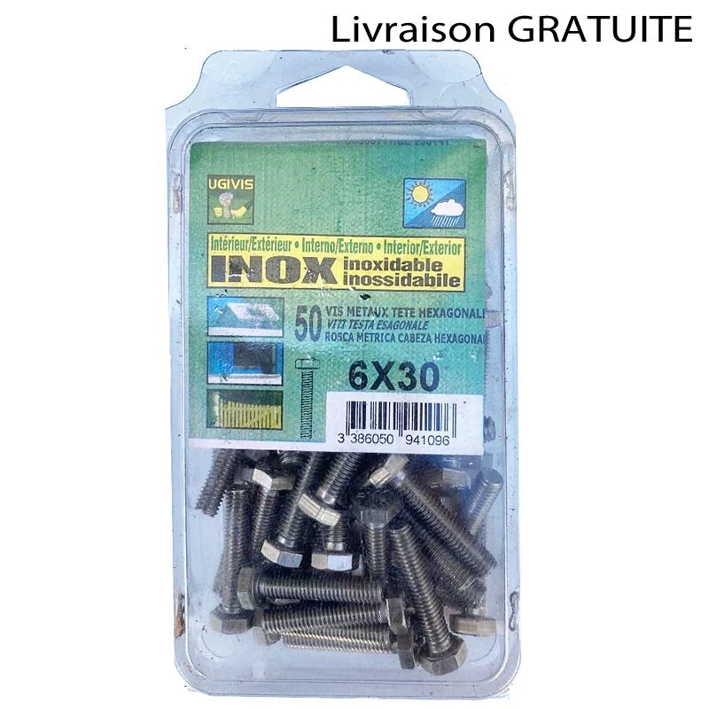 LOT 50 Vis inox Douille Hexagonale  Inox  M6x30 Vis bolon Mécanique 6/30 - Photo 1/1