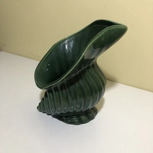 VTG West Coast Pottery Conch Shell Vase Planter Green - Picture 1 of 15