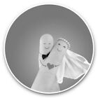 2 x Vinyl Stickers 20cm (bw) - Cute Finger Bride & Groom Wedding Fun  #41355