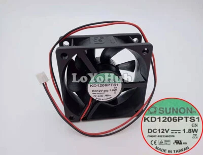 SUNON KD1206PTS1 DC12V 1.8W 60x60x25mm cooling fan 2wire 2-Pin - Image 1 of 4