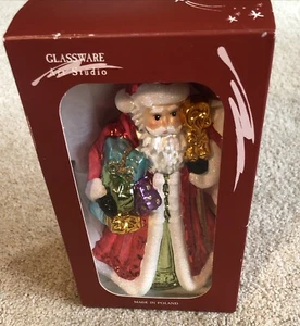NEU Glaswaren Art Studio Polen Weihnachtsmann mundgeblasen Glas Ornament handbemalt - Bild 1 von 11