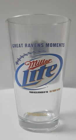 Miller Lite Pint Beer Glass Taste Activator Glass - Ravens 1996 Inaugural Season Cover